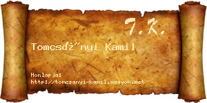 Tomcsányi Kamil névjegykártya